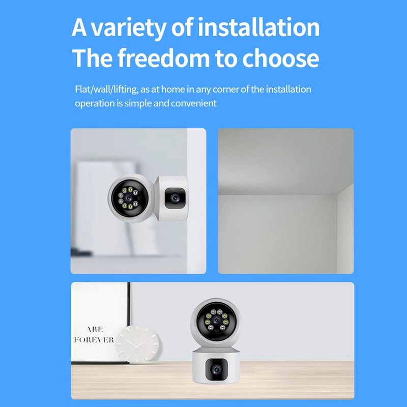 Indoor Security Camera 2160x1920 Dual Lens 2 Way Talk Night