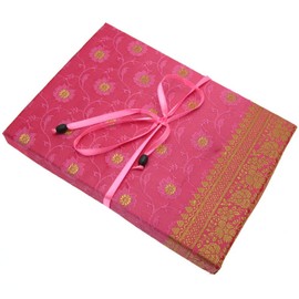 Sari Fabric Writing Set | Pink | 20 Sheets of Recycled Paper and 10 Envelopes | Letter Writing Stationery Sets | 17cm x 23.5cm | Fair Trade and Handmade for Men and Women