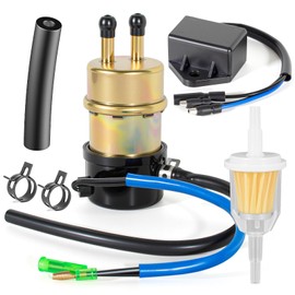 12V Electric Fuel Pump Inline, 8mm In/Outlet w/Cut Off Relay - for Kawasaki Mule 1000 2500 2510 2520 3000 3010 3020 (1993-2008) - Replaces 49040-1055, 27034-1053