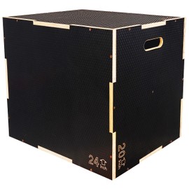 Signature Fitness 3 in 1 Non-Slip Wooden Plyo Box Plyometric Box Jumping Exercise, Multiple Sizes