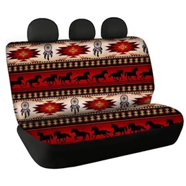GOSTONG Aztec Ethnic Stripes Car Seat Covers Bench Seat Protector, Durable & Anti-Scratch Car Back Seat Cover, 2 Pcs Set, Fit Most Trucks, SUV, Sedan