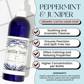 Castile Soap Club Natural Castile Soap | 16oz | Organic Liquid Soap | Gentle on Sensitive Skin | Use on Hair, Body, Hands & Home | Vegan, No Palm Oil or Additives (Peppermint & Juniper)