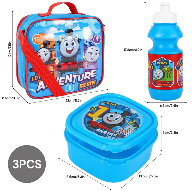 Thomas The Tank Engine 3-Piece Lunch Set, Insulated Bag with