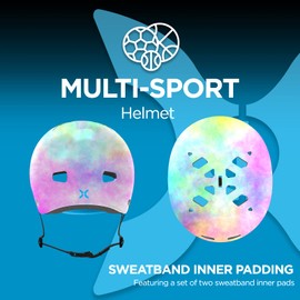 Hover-1 Sport Helmet | Hardshell Helmet with Lightweight Design, Inner Soft Padding for Comfort, Removable and Washable Liner, Large, Tie-Dye