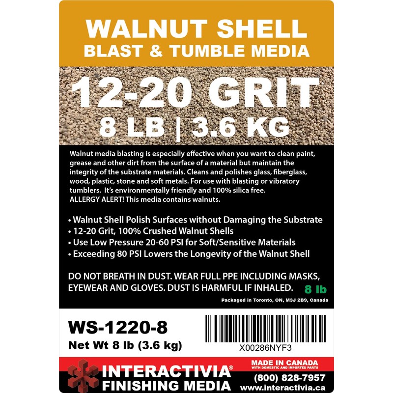 Interactivia Finishing Media Walnut Shell Media, 8 lbs or 3.6