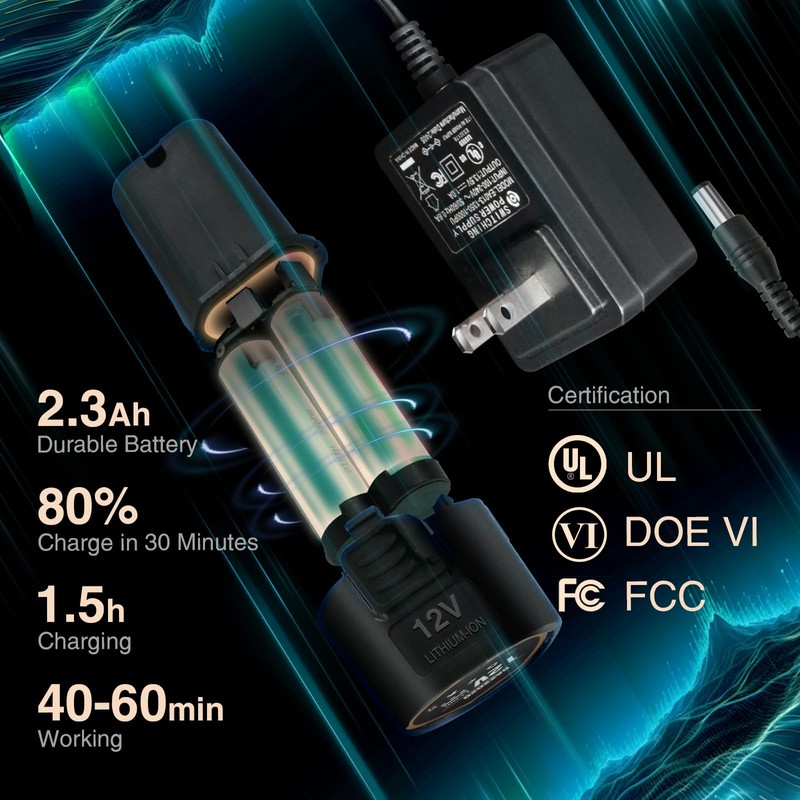 Blycorul Cordless Mini Polisher,1/1.5/2Inch,DA&RO with 11 Variable Speed 2500-6000 RPM,2.3Ah