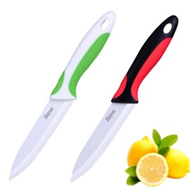 Zhiyun 2 pcs Ceramic Knife 4 Inch Fruit Knife, Zirconia Blade with Cover and Ergonomic Comfort Handle,use for Fruit Vegetable Bread and Meat .(Green and Black)