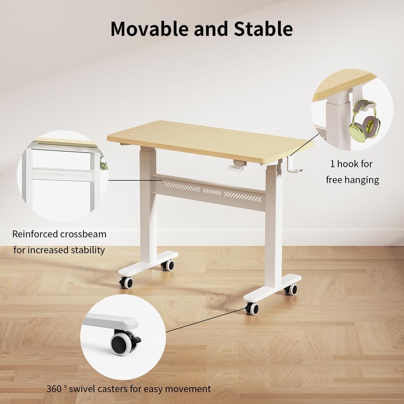 WALKINGDESK Mobile Walking Pad Desk with Wheels, Pneumatic Small Rolling