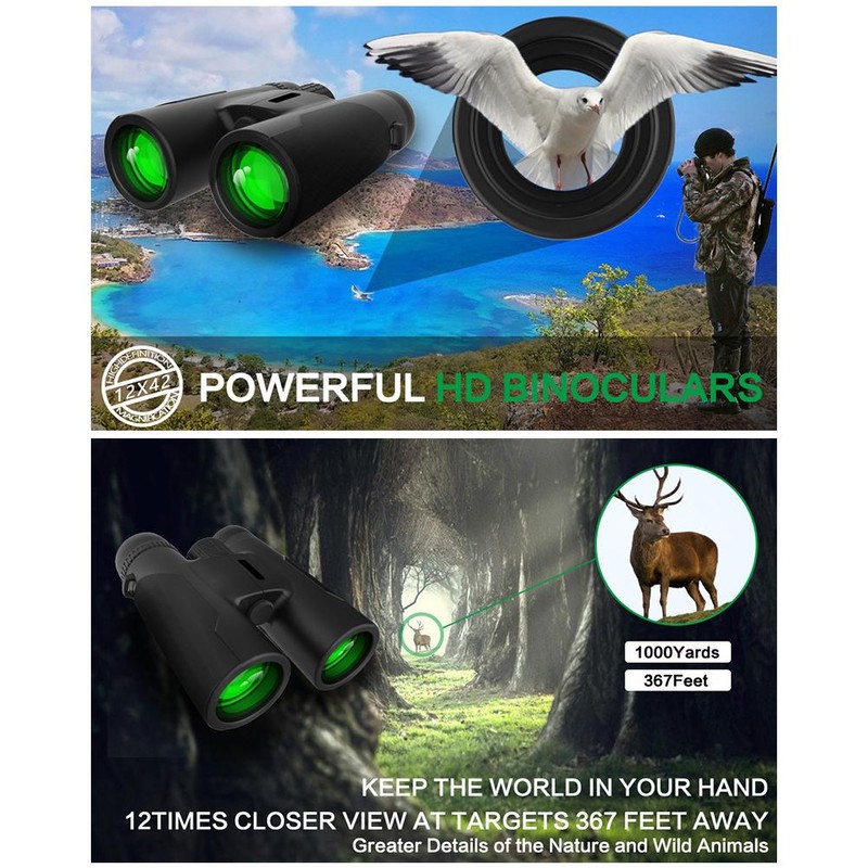 12X42 Binoculars Telescope High Power High Definition Binocular Night Vision