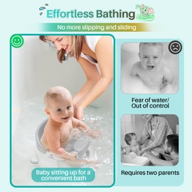 Inaya Baby Bath Seat for 6-24 Months, Non-Slip, Safe and Comfortable Tub Chair for Sitting-Up Infants, Open Design – Essential Bath Time Support (Blue)