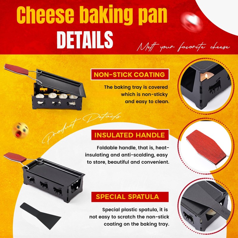 Mini Swiss Raclette Cheese Melter Set for 1-2 People