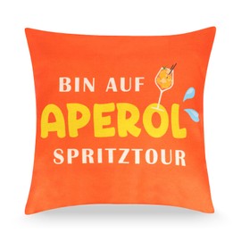 Aperol Gift Cushion Cover, Aperol Waterproof Pillowcase 45 x 45 cm for Aperol Spritz Gift Set, Aperol Decorative Accessories for Women, Gifts for Aperol Lovers (Bin Auf Aperol Spritztour)