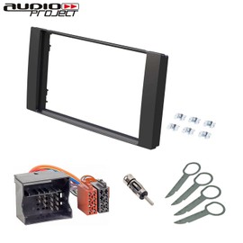 Audioproject A161 Car Radio Double DIN Radio Fascia Set Compatible with Ford C-Max S-Max Focus 2 Fiesta Fusion Mondeo Kuga Transit Radio Adapter Black