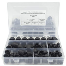 Guard4U 170Pcs M4 M5 M6 M8 M10 M12 Black Bolt Covers Screw Caps Assortment Kit, Plastic Acorn Dome Protection Caps for Protecting Hexagon Shaped Screws Bolts