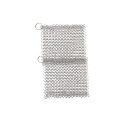 4 * 4in/10.2 * 10.2cm Square Cast Iron Scrubber, 316 Stainless Steel Scrubber Steel Wool Scrubber, Chain Mail Scrubber Cast Iron for Cleaning Dishes, Stock Pots, Cast Iron Skillets