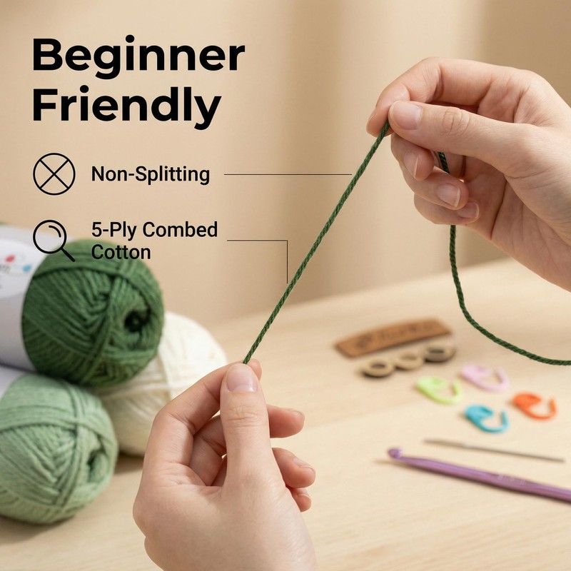 Crochet Yarn Kit, 3×50g 60% Cotton 40% Acrylic Combed Cotton