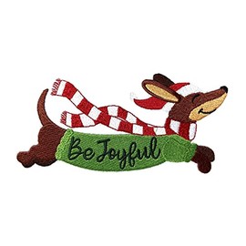 [Custom and Unique] Be Joyful Dachshund Embroidered Iron on/Sew Patch [6.85 "(w) x 3.27 "(h)] [Made in USA]…