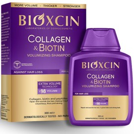 Bioxcin Collagen & Biotin Volumizing Shampoo, 300ml, Hair Thickening & Strengthening for Fine and Flat Hair, Dermatologically Tested, for Women & Men