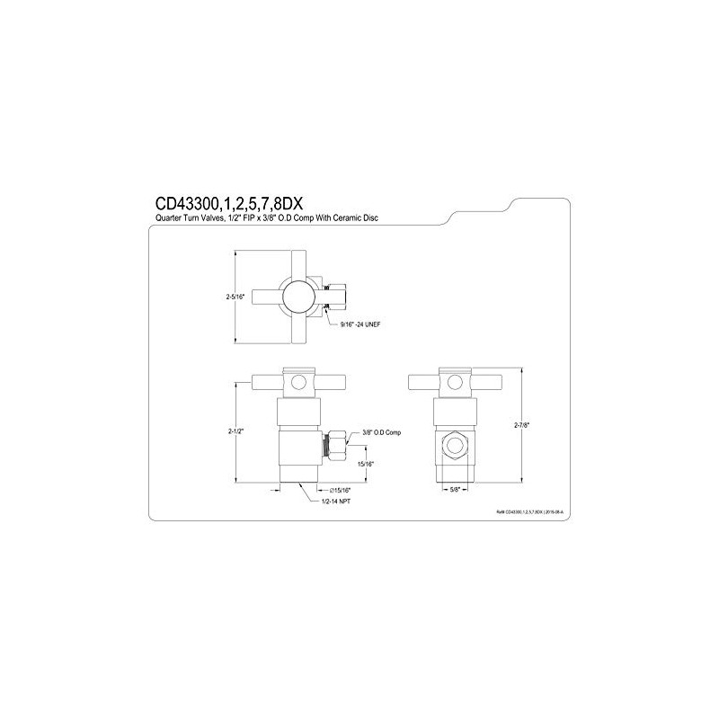 Kingston Brass CD43305DX Concord 1/2-Inch IPS X 3/8-Inch OD Comp