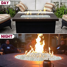 vchin 10 Pounds Firepit Glass, 3/4 Inch Glass Beads, Glass Rocks for Fire Pit Table, Fireplace and Fire Bowl, Crystal Luster Glass Rocks