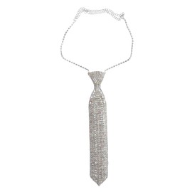 Sparkly Rhinestone Necktie Necklace Glitter Crystal Collar Choker Women Wedding Bridal Neck Tie Evening Party Scarf (A-9.5")