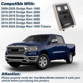 OSKPARTS LED Dome Map Light Lamp Overhead Console Compatible with Dodge Ram 1500 2500 3500 4500 5500 Truck Map Lamp Assembly W/Back Glass Window Switch & Homelink Replaces 5SK70BD1AA