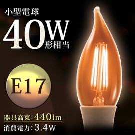 Iris Ohyama LED Bulb Filament Candelabra Screw Base Diameter 17 mm