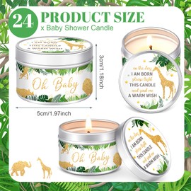 MTLEE 24 Pcs Jungle Animal Baby Shower Party Favors Candles Lavender Scented Baby Shower Favors for Guests Rustic Tealights Candles Gender Reveal Return Gifts Girl Boy (1.2 Oz, Khaki)
