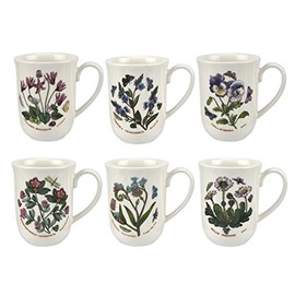 Portmeirion Botanic Garden 11.5oz Beaker Mugs - Set of 6 | Assorted Tulip Motif | Fine Earthenware | Chip Resistant Glaze | Dishwasher, Microwave, Freezer, Oven Safe