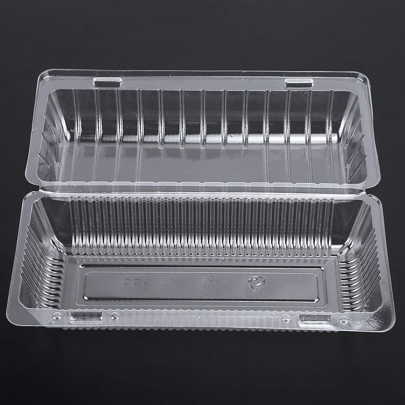 Recipiente para alimentos con bisagras cuadradas de plástico transparente, 25