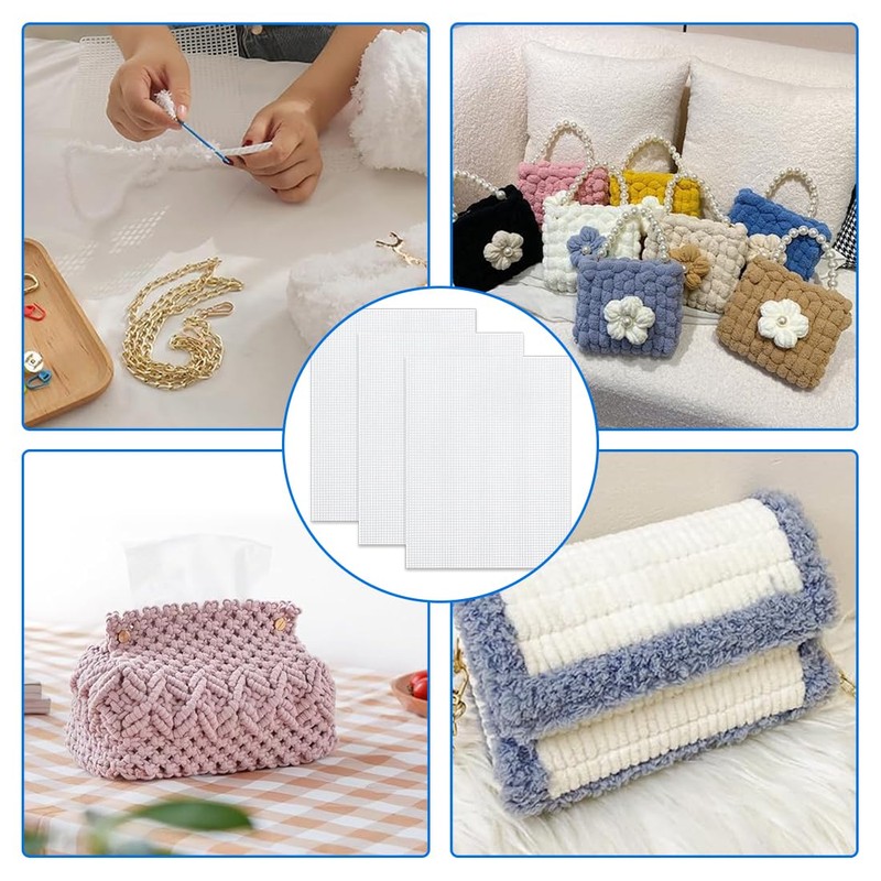 AOEVUIR Plastic Canvas Sheets Plastic Cross Stitch Mesh Fabric Canvas