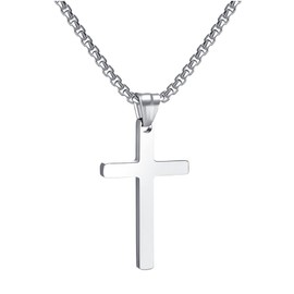 RWQIAN Men's Cross Necklace Silver Gold Black Stainless Steel Men's Pendant Cross Necklace Jewellery for Women 16 - 24 Inches, Stainless Steel, No Gemstone