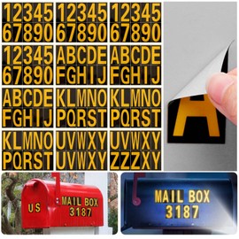Seloom 118 Pieces Reflective Mailbox Numbers and Letters Stickers,Self-Adhesive vinyl numbers letters Stickers Decals Pre-Spaced Waterproof for Mailbox Signs Address Door Cars(Golden in Black,2 Inch)
