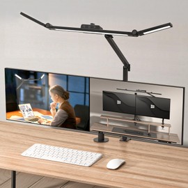Marbosa Led Desk Lamp for Office Home, Architect Desk Lamp with Clamp, Ultra Bright Dimmable Table Light, Stepless Dimming and Tempering Desk Light for Workbench Drafting Reading Study (Black)