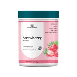 Nature Restore USDA Certified Organic Freeze Dried Strawberry Powder, 10 Ounces, Non GMO, Gluten Free, Vegan