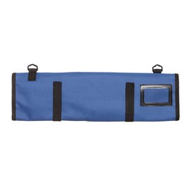 Ergo Chef 8 Pocket Roll Bag for Chef Knives, 1 Large Mesh Pocket for Kitchen Utensils (Blue) with 5pc (Black) Knife Edge Guards & Shoulder Strap