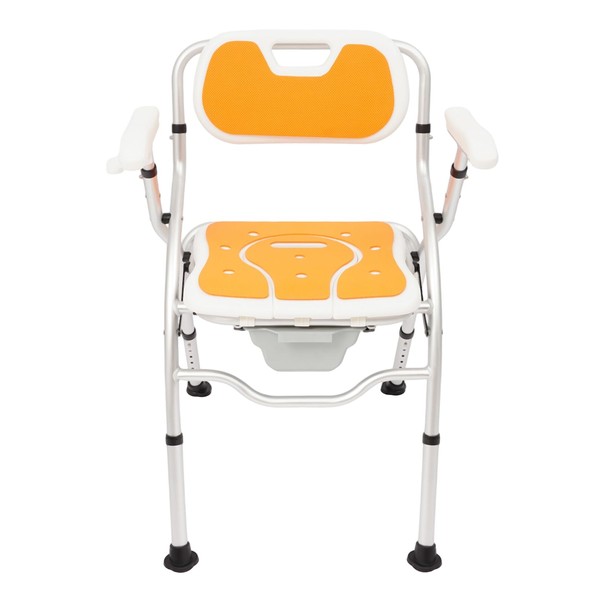LyeXD Folding Shower Chair,Height Adjustable Commode Chair with Armrests and