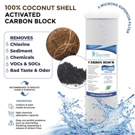 Anchor AF-1000 CTO Carbon Block Filter Cartridge for Water Filtration Systems, 5 micron, 10-inch