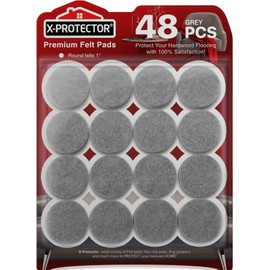 X-PROTECTOR Felt Furniture Pads - 48 Premium Felt Pads Floor Protector - Chair Felts Pads for Furniture Feet Wood Floors - Best Furniture Pads for Hardwood Floors - Protect Your Wood Floors! (Grey)