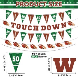 Pre-Strung Football Party Decorations Banner, NO DIY Football Banner Football Hanging Garland for Birthday Party Game Day Tailgate Football Theme Party