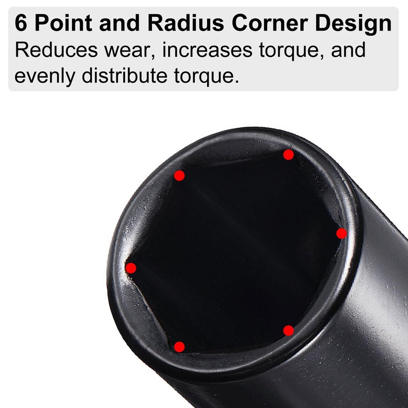 uxcell 1/2" Drive 17mm 6-Point Deep Sockets 3" Length with