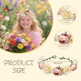 2Pcs Flower Crown for Women, Wedding Floral Headband, Floral Wedding Garland,Wreath Bridesmaid Bridal Flowers Girls Hair Accessories for Bachelorette Party Wedding Christmas Festival Party Photography