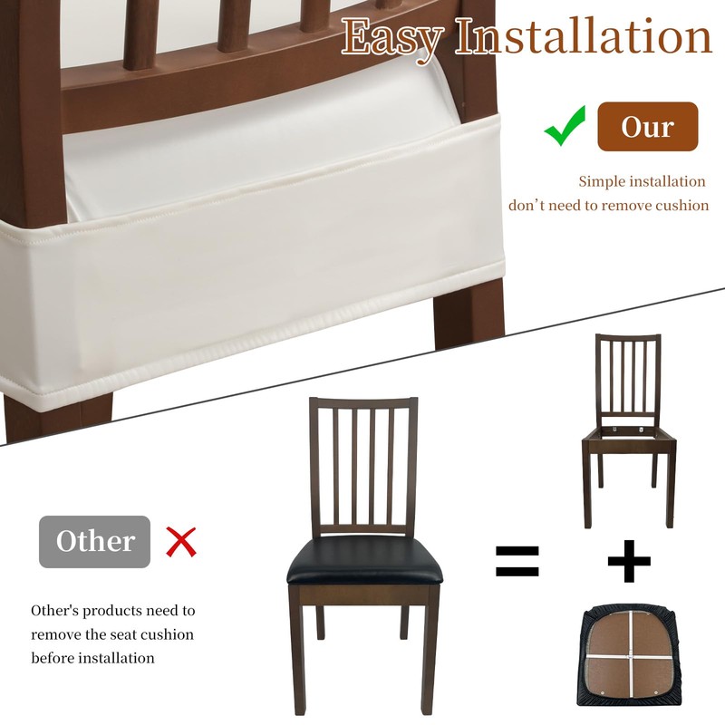 WUSOUPU Waterproof Dining Chair Seat Covers Leather Kitchen Seat Covers,