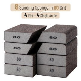 Bates- Sanding Sponge, 8 pcs, 80 Grit, Washable and Reusable, Sandpaper Block, Sanding Blocks for Wood, Sanding Pad, Drywall Sanding Block, Drywall Sanding Sponge