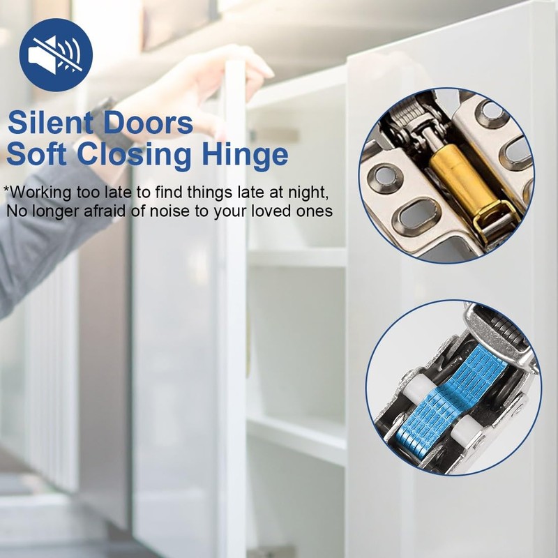 Pack of 2 Soft Close Automatic Hinges Integrated Damping Hinges
