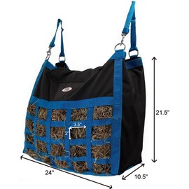 Paris Tack Supreme Slow Feed Top Load Hay Bag with Super Tough Bottom with 2" x3.5” Rectangular Openings and 6 Month Warranty (Purple Lime Green Trim)