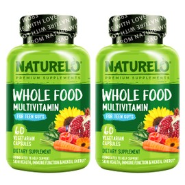 NATURELO Whole Food Multivitamin for Teenage Boys - Vitamins and Minerals Supplement for Active Kids - with Plant Extracts - Non-GMO - Vegan & Vegetarian - 60 Count (Pack of 2)