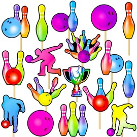 Bowling Centerpiece Sticks 21PCS Bowling Party Table Centerpieces Colorful Neon Bowling Theme Birthday Party Supplies Sport Bowling Ball Table Decorations for Strike Up Baby Shower Decor