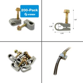 STEREN Coaxial Cable Clips - Cable Holder - Wire Clips - Siding Clips for Hanging - Cord Holder for Desk - Cable Clamps - Cord Clip - Wire Organizer Clips - Tv Mount Screws - Grey - 200 Pack