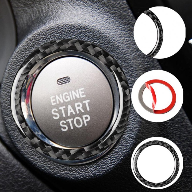 Start Button Ring Cover Carbon Fiber Start Stop Decor Sticker